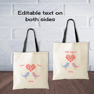 Bolsa Tote Sacola de casal romântico com corações