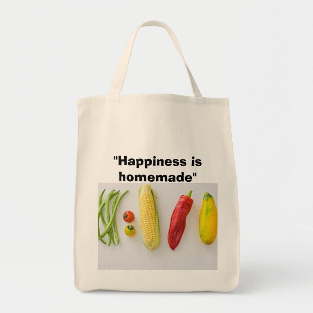 Bolsa Tote sacola de frutas com citação mais fofa (Frente)