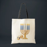 Bolsa Tote Sacola de Hanukkah<br><div class="desc">Sacola do orçamento de Hanukkah um bolsa disponível,  favorável ao meio ambiente! Excelente para livros ou mantimentos levando. O design magro permite o armazenamento fácil. 100% algodão,  costura reforçada nos punhos. Dimensões: 15, 75" h x 15, 25" W.</div>