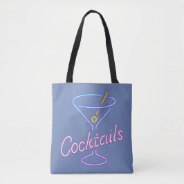 Bolsa Tote Sacola de néon do sinal dos cocktail
