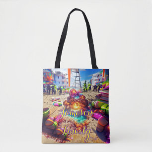 Bolsa Tote Sacola de Praia Família Areia Boas-vindas Balões