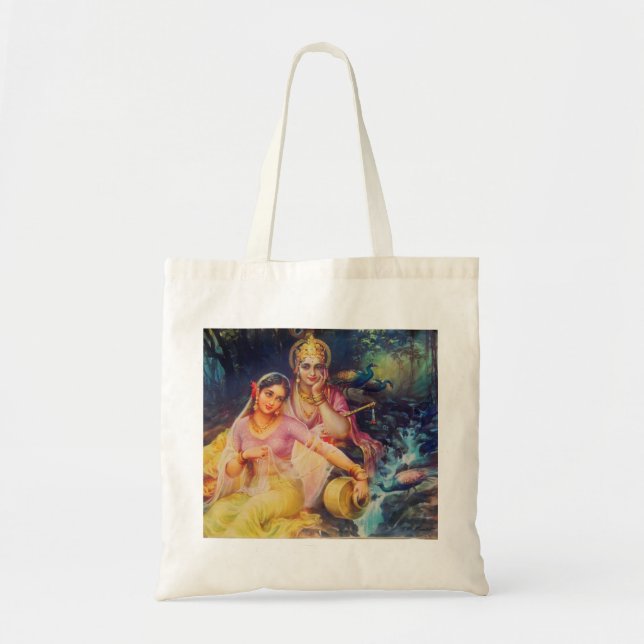 Bolsa Tote Sacola de Radha e de Krishna (Frente)