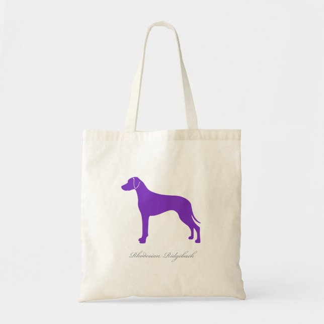Bolsa Tote Sacola de Rhodesian Ridgeback (silhueta roxa) (Frente)