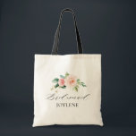 Bolsa Tote sacola de tote floral de ponte floral com guincho<br><div class="desc">simples script de caligrafia aquarela blush cor-de-rosa noz floral bridesmaid toalha de casamento</div>