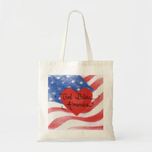 Bolsa Tote Sacola do algodão de América dos deus abençoe d