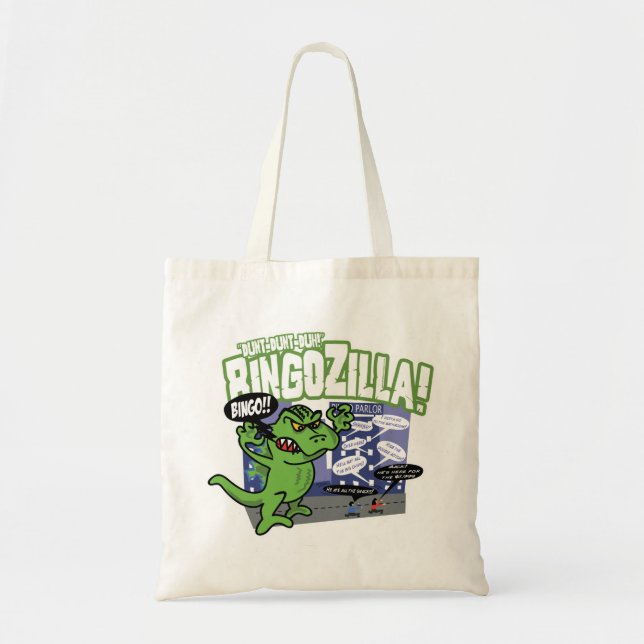 Bolsa Tote Sacola do bingo do orçamento de BingoZilla (Frente)