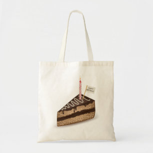 Bolsa Tote Sacola do bolo de chocolate do feliz aniversario