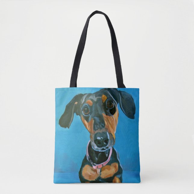 Bolsa Tote Sacola do cão de Daschund (Frente)