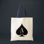 Bolsa Tote Sacola do casamento do póquer do ás de espada<br><div class="desc">Sacola do casamento do póquer do ás de espada. Letra do monograma de Personalizable. Ideia bonito para damas de honra.</div>