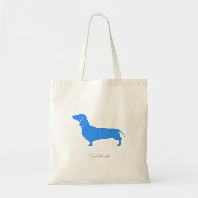 Bolsa Tote Sacola do Dachshund (versão lisa azul 1) (Frente)
