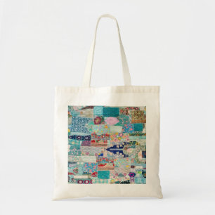 Bolsa Tote Sacola do design da tapeçaria do Aqua e da edred