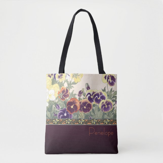 Bolsa Tote Sacola do design da violeta de jardim (Frente)