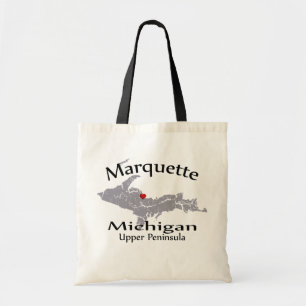 Bolsa Tote Sacola do design do mapa do coração de Marquette