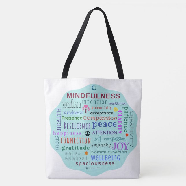 Bolsa Tote Sacola do desordem da palavra do Mindfulness (Frente)