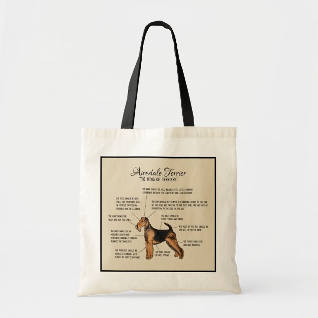 Bolsa Tote Sacola do diagrama de Airedale Terrier (Frente)