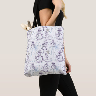 Bolsa Tote Sacola do esboço do boneco de neve do inverno dos