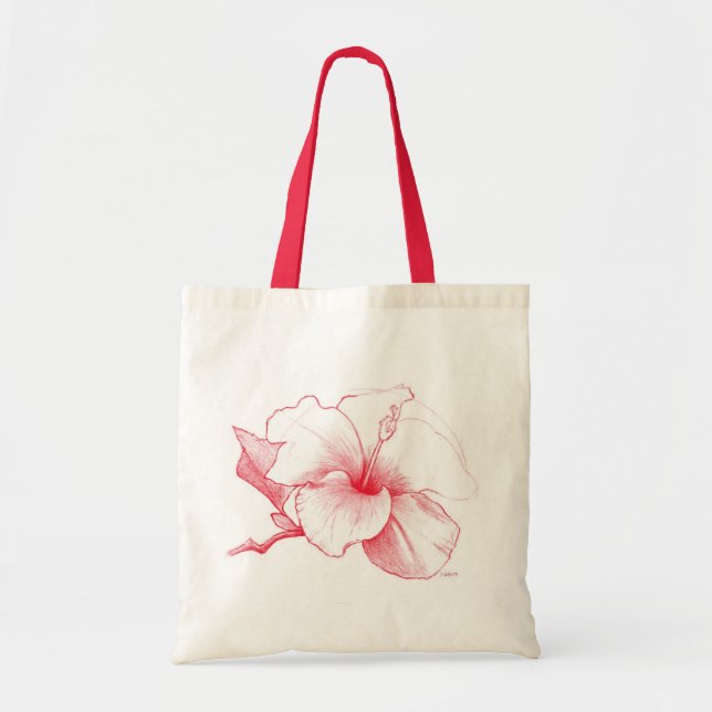 Bolsa Tote Sacola do esboço do hibiscus (Frente)