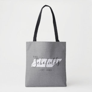 Bolsa Tote Sacola do estado do monograma da família de