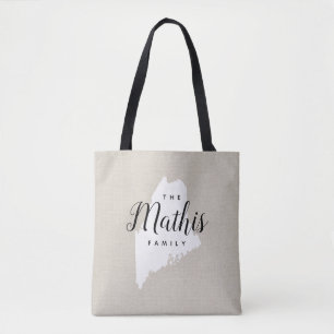 Bolsa Tote Sacola do estado do monograma da família de Maine