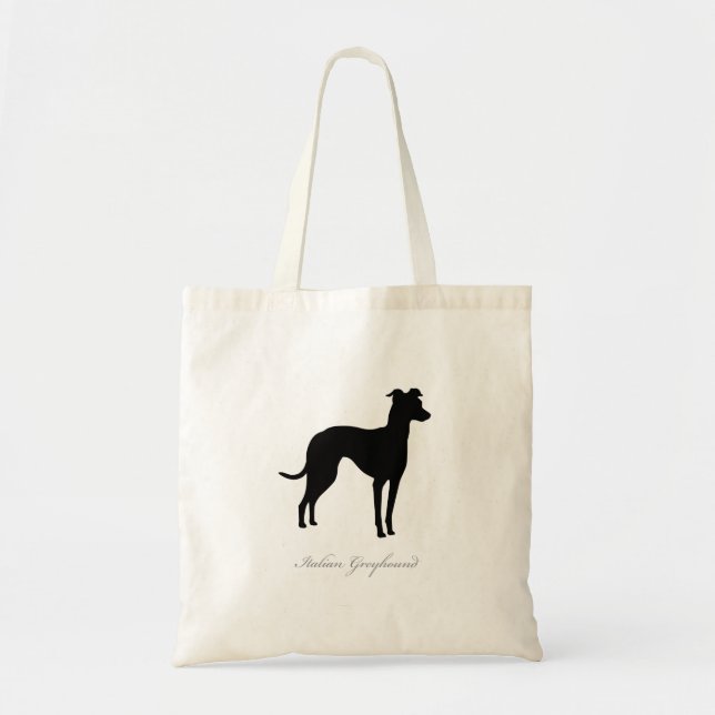 Bolsa Tote Sacola do galgo italiano (silhueta preta) (Frente)