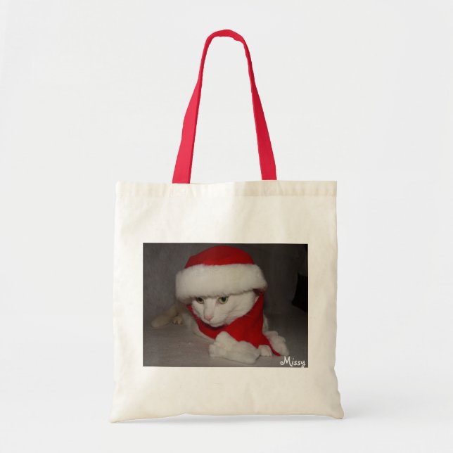 Bolsa Tote Sacola do gatinho do Natal (Frente)