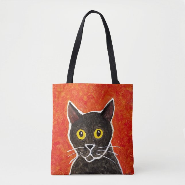 Bolsa Tote Sacola do gato preto (Frente)