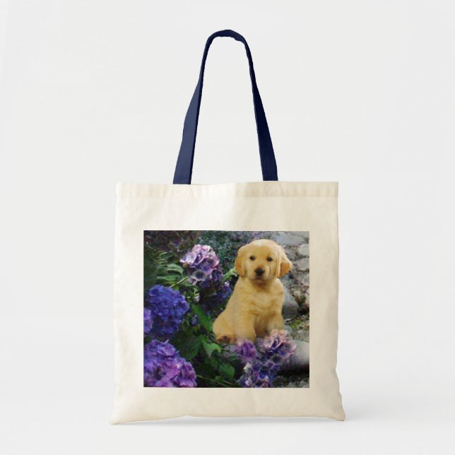 Bolsa Tote Sacola do Hydrangea do golden retriever (Frente)