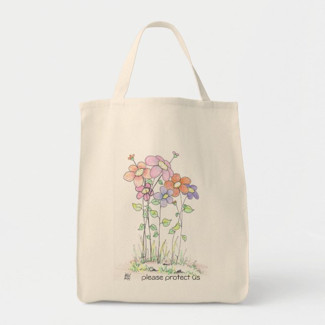 Bolsa Tote sacola do mantimento:  flores (Frente)