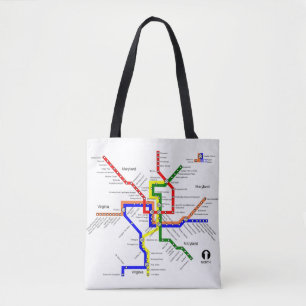 Bolsa Tote Sacola do mapa do metro do metro do Washington DC