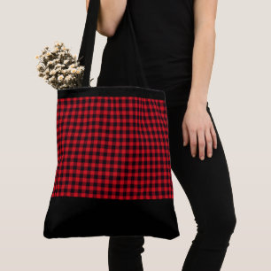 Bolsa Tote Sacola do Natal do búfalo vermelho & preto