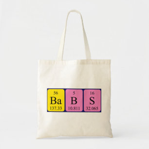 Bolsa Tote Sacola do nome da mesa periódica de Babs