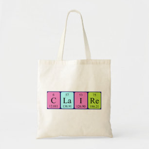 Bolsa Tote Sacola do nome da mesa periódica de Claire