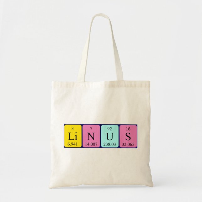 Bolsa Tote Sacola do nome da mesa periódica de Linus (Frente)
