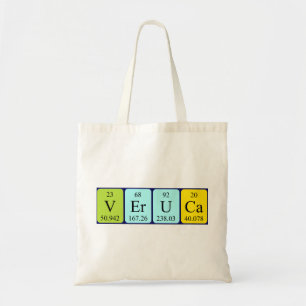 Bolsa Tote Sacola do nome da mesa periódica de Veruca