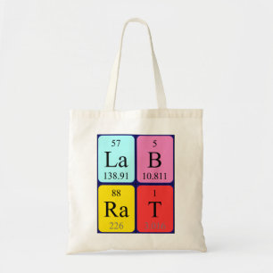 Bolsa Tote Sacola do nome da mesa periódica do rato do