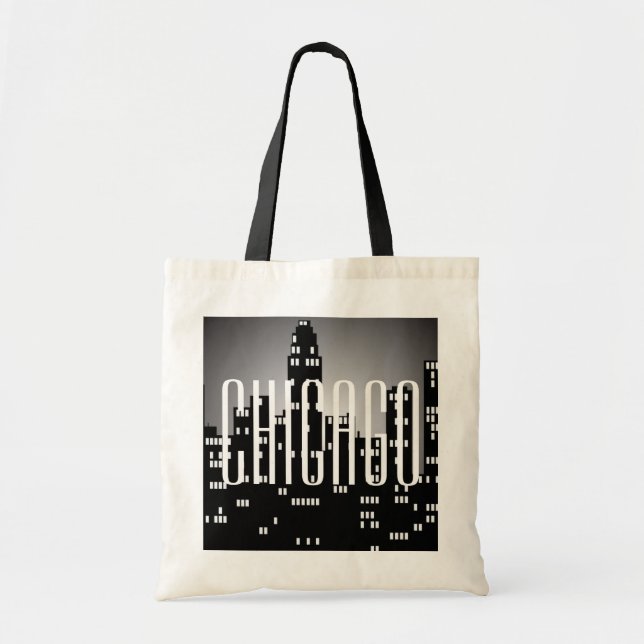 Bolsa Tote Sacola do orçamento da skyline de Chicago (Frente)