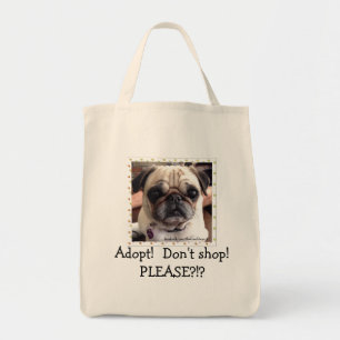 Bolsa Tote Sacola do Pug de Itsy: Adote! Não comprar!