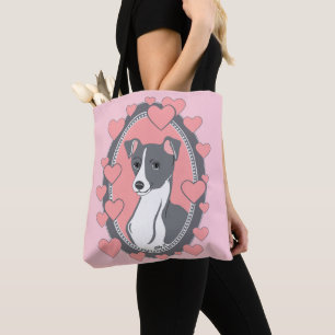 Bolsa Tote Sacola do rosa do amor do galgo italiano