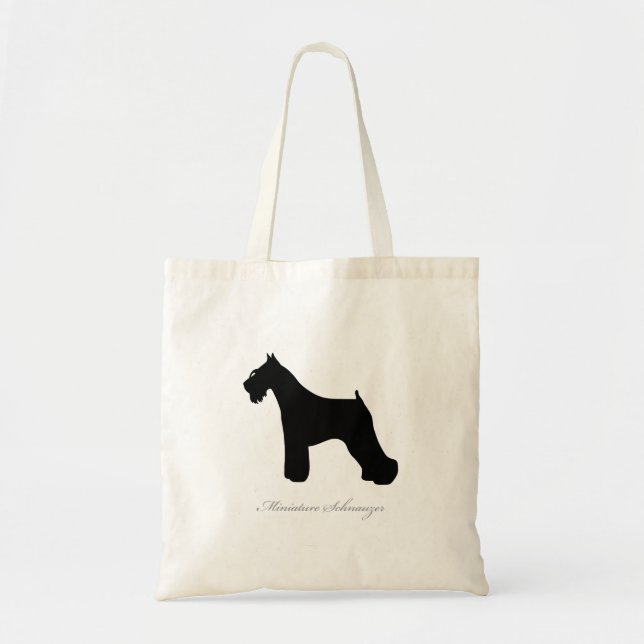 Bolsa Tote Sacola do Schnauzer diminuto (silhueta preta) (Frente)