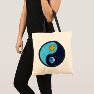 Bolsa Tote Sacola do símbolo de Yin Yang da lua de Sun