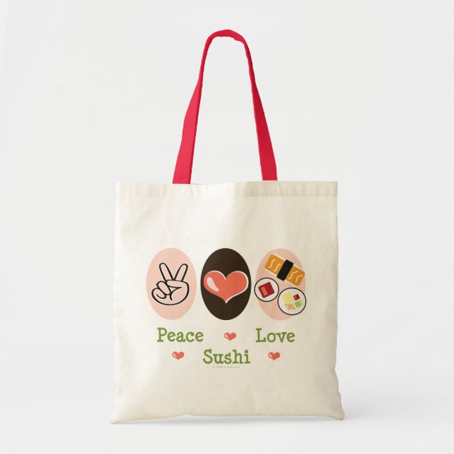 Bolsa Tote Sacola do sushi do amor da paz (Frente)