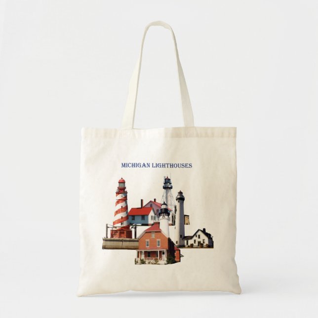Bolsa Tote Sacola dos faróis de Michigan (Frente)
