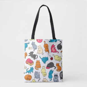 Bolsa Tote Sacola dos gatos do hipster dos desenhos animados