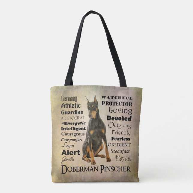 Bolsa Tote Sacola dos traços do Doberman (Verso)