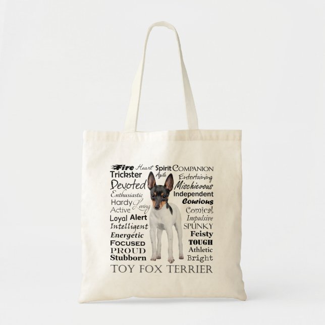 Bolsa Tote Sacola dos traços do Fox Terrier do brinquedo (Frente)