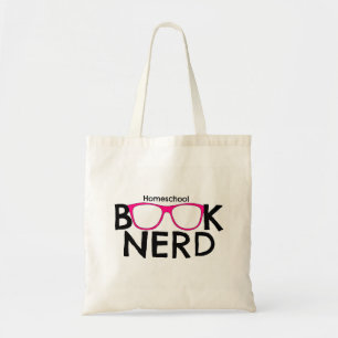Bolsa Tote Sacola dos vidros do rosa do nerd do livro de