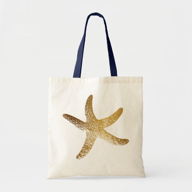 Bolsa Tote Sacola Dourado da estrela do mar (Frente)
