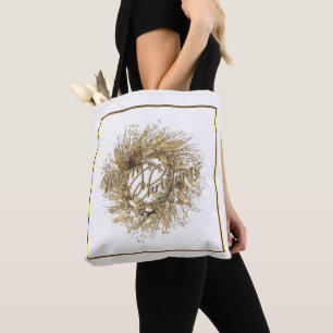 Bolsa Tote Sacola Dourado do Feliz Natal da grinalda