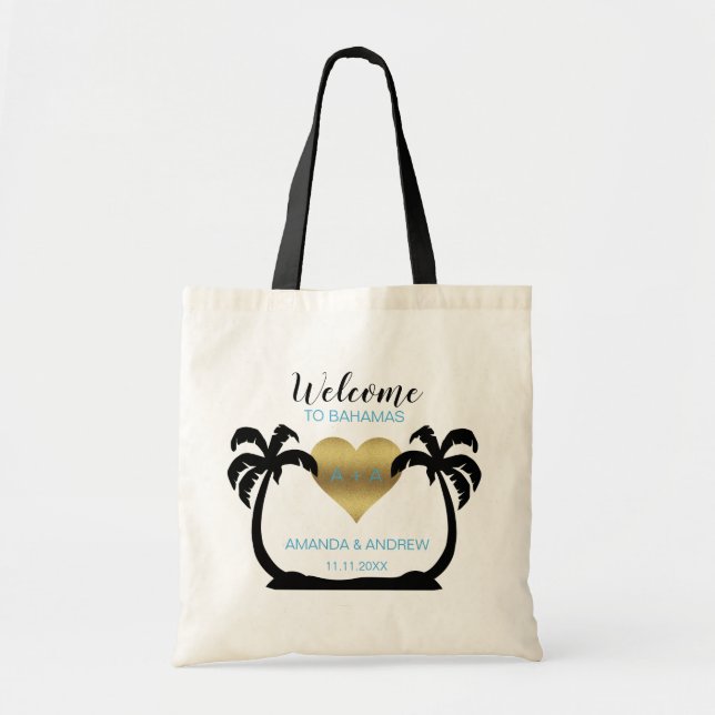 Bolsa Tote Sacola Dourado do presente de casamento da boa (Frente)