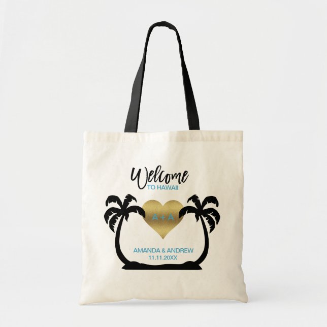 Bolsa Tote Sacola Dourado do presente de casamento da boa (Frente)